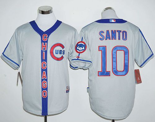 Cubs #10 Ron Santo Grey Cooperstown Stitched MLB Jersey - Click Image to Close